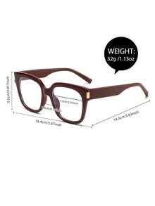 1 Pair Women's Burgundy Square Frame Glasses, Fashion Decorative Non-Prescription Glasses, Versatile For Daily Wear - 多色 - 查看 4