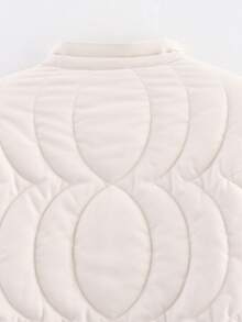 Chaqueta acolchada con cuello alto de mujer en beige, de manga larga con bolsillos, casual para otoño e invierno