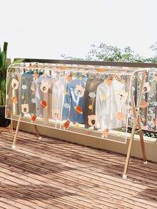 1 szt. Artefakt do suszenia ubrań na zewnątrz - domowy balkon, suszenie ubrań z ptasimi odchodami i deszczówką, wodoodporna pościel z odchodami zwierząt - wytrzymały materiał EVA - pokrowiec, pyłoszczelny pokrowiec na wieszak - 200*120*50cm - Zobacz 1