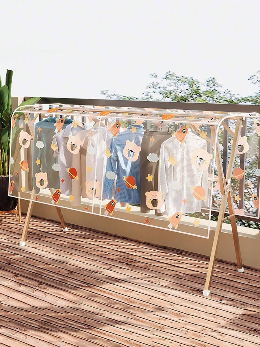 1 szt. Artefakt do suszenia ubrań na zewnątrz - domowy balkon, suszenie ubrań z ptasimi odchodami i deszczówką, wodoodporna pościel z odchodami zwierząt - wytrzymały materiał EVA - pokrowiec, pyłoszczelny pokrowiec na wieszak - 200*120*50cm - Zobacz 1