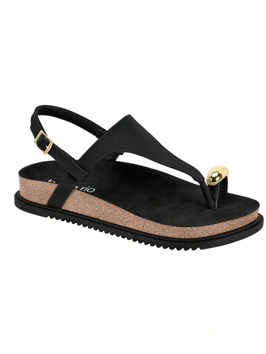 Beira Rio Women's Suede Toe Flatform Sandal, Low Platform, Comfortable, Original - Black - View 1
