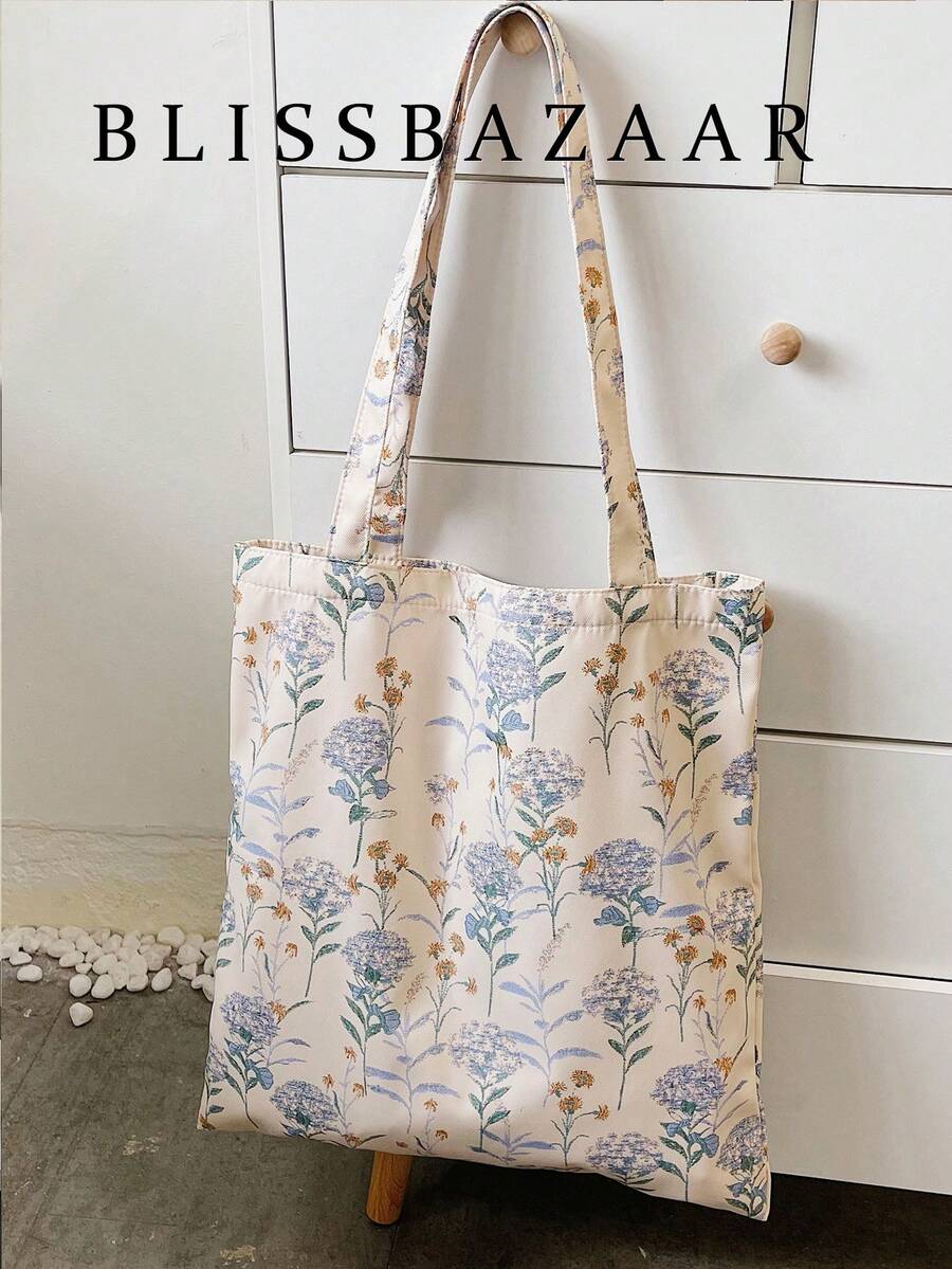 Túi mua sắm họa tiết hoaNhẹ, Di động, Sức chứa lớn, Thích hợp cho các bé gái tuổi teen, Phụ nữ, Sinh viên đại học, Hoàn hảo cho Trở lại trường, Cao đẳng, Trung học cơ sở, Trung học phổ thông - Nhiều màu - Xem 1