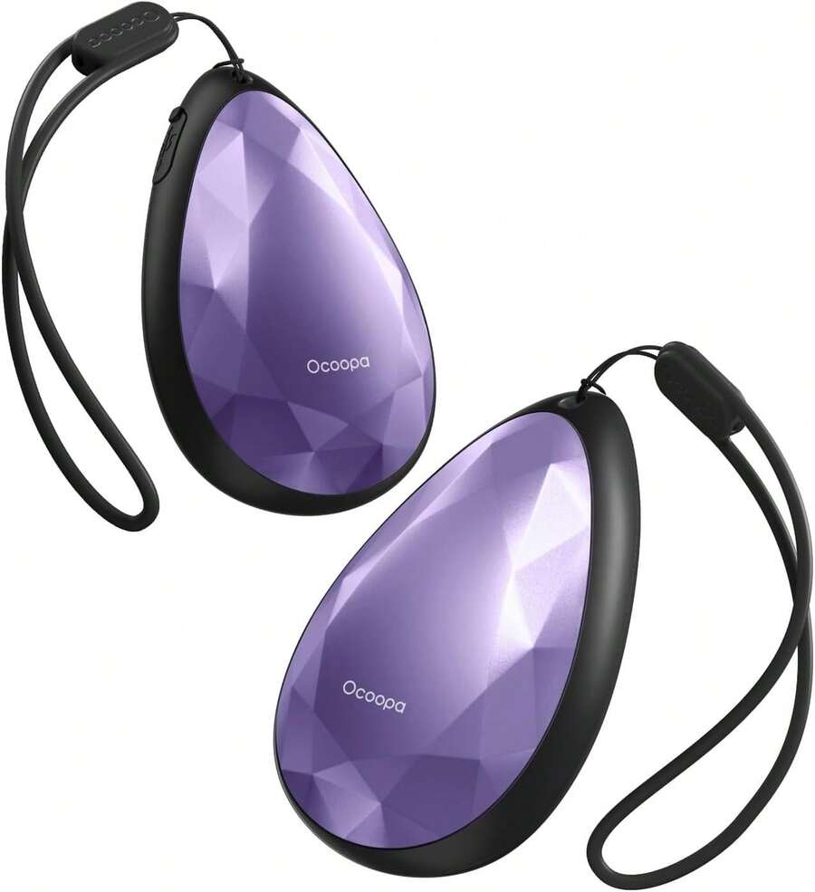 Calentadores de Manos Recargables 2 en 1, Portátil, Elegante y Magnético en Forma de Diamante. Calentador de Bolsillo Reutilizable para Senderismo, Navidad, Regalo Tecnológico 2025 para Mujeres - Morado - Ver 1