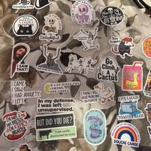 50-Pack Humorous Satirical Graffiti Paint Stickers, Reusable Self-Adhesive Stickers For Laptops, Water Bottles, Luggage - Colored, Funny Designs - Great For Holiday Gifts, Cute Stickers For Plastic, Glass, Metal, Ceramic Surfaces,Room Decor, Home Decor, Fall Decor, Bedroom Decor - Multicolor - View 8