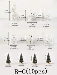 5pcs/6pcs/10pcs Mini Polar Bear Figurines, Miniature Polar Bear Statues, Christmas Tree Decorations, Suitable For Snowy Scenes, Creative Polar Animal Decor, Holiday Decoration Craft Accessories, Indoor & Outdoor Display - Multicolor - View 10