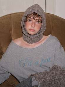 1 件设计师针织拉法帽，冬季保暖女士无檐便帽 - 淺棕色 - 查看 1