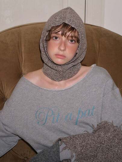 1 件设计师针织拉法帽，冬季保暖女士无檐便帽