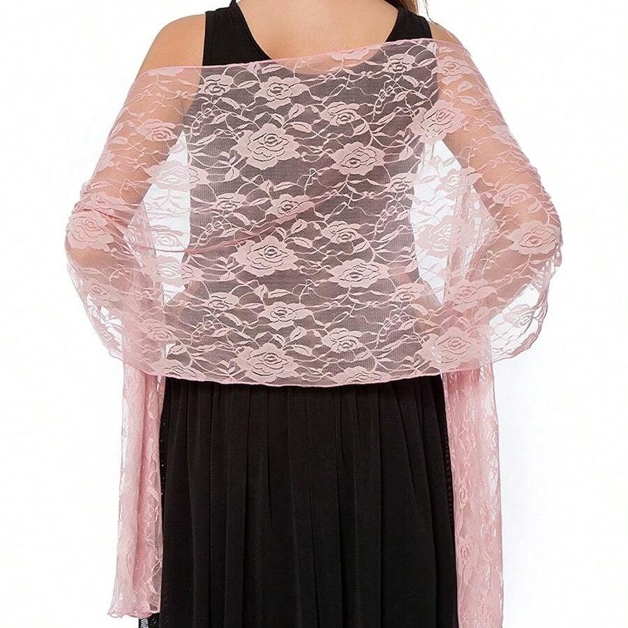 Women's Lace Shawls And Wraps For Formal Evening Party Dress,Bride Bridesmaid Shawl Veil For Wedding - Hồng - Xem 1