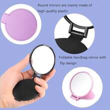WADY Espejos Compactos, 50 Piezas Espejo de Bolsillo, Espejo de Maquillaje Plegable, Espejo Redondo de Bolsillo, Espejo de Mano Espejo Cosmético, Espejo Plegable Redondo Compacto (Rosa) - Negro - Ver 6