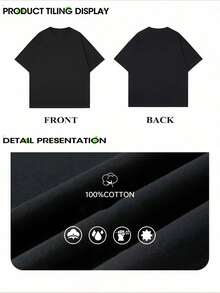 Camiseta 100% de algodón con estampado gráfico de fresa para mujer, camiseta informal Vintage estampada, camiseta de manga corta con cuello redondo, 1pcs top de 180g 100% algodón - Negro - Ver 7