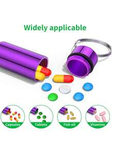 Móc khóa đựng thuốc di động, hộp đựng thuốc mini bằng hợp kim nhôm, chai thuốc kim loại chống thấm nước, thích hợp cho cắm trại và du lịch ngoài trời. - Nhiều màu - Xem 5