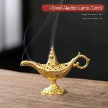 Vintage Magic Genie Lamp Costume Accessory Gift For Women Classic Arabian Props Pot Decor (Gold) Light Luxury Gold Pattern Search Banner Magic Lamp, Palace Dinner Decoration Ornament Magic Lamp, Magic Lamp Handicraft Ornament