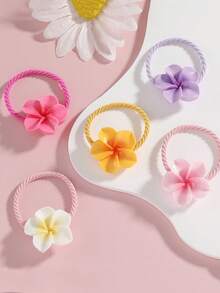 5 件/10 件多色鸡蛋花发圈，优雅女孩和女孩发饰，适合日常使用 - 彩色 - 查看 7