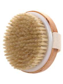 Dry Body Brush, Exfoliating Body Scrubber, Natural Bristles For Dry Skin, Improves Blood Circulation, Stops Ingrown Hairs, Cleans Acne And Cellulite, Good For Home Bath Tools Wooden Strap Shower Brush With Natural Bristles - Soft Oval Shower Brush, Suitable For Dry Brushing Body, Wet Brushing