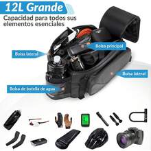 Bolsa Trasera para Bicicleta, Alforja Mochila Impermeable Reflectante para Parrilla de Bicicleta Ciclismo, Bolsa de Transporte para Maletero de Bicicleta Accesorios para Bicicleta (12L) - 9,5 litros - Ver 9