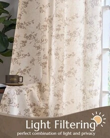 2 Pcs Beautiful Floral Design Sheer Curtains, Softness Cozy Privacy Curtains, Great Quality Elegant Vintage Gorgeous Curtains, Pretty Colors And Well Made Lightweight Curtains - 茶色 - 查看 5