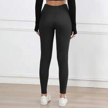 Leggings de lana para mujeres, pantalones gruesos acampanados, mallas térmicas de cintura alta, control de abdomen, leggings cálidos de invierno, ropa casual - 700Negro - Ver 10