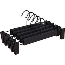 Cicilin - Ganchos para pantalones con clips de plástico para pantalones de mezclilla y falda, gancho giratorio de 360°, gancho de clip para pantalones, faldas, pantalones (paquete de 10, negro) - Blanco con clips, paquete de 10 - Ver 1