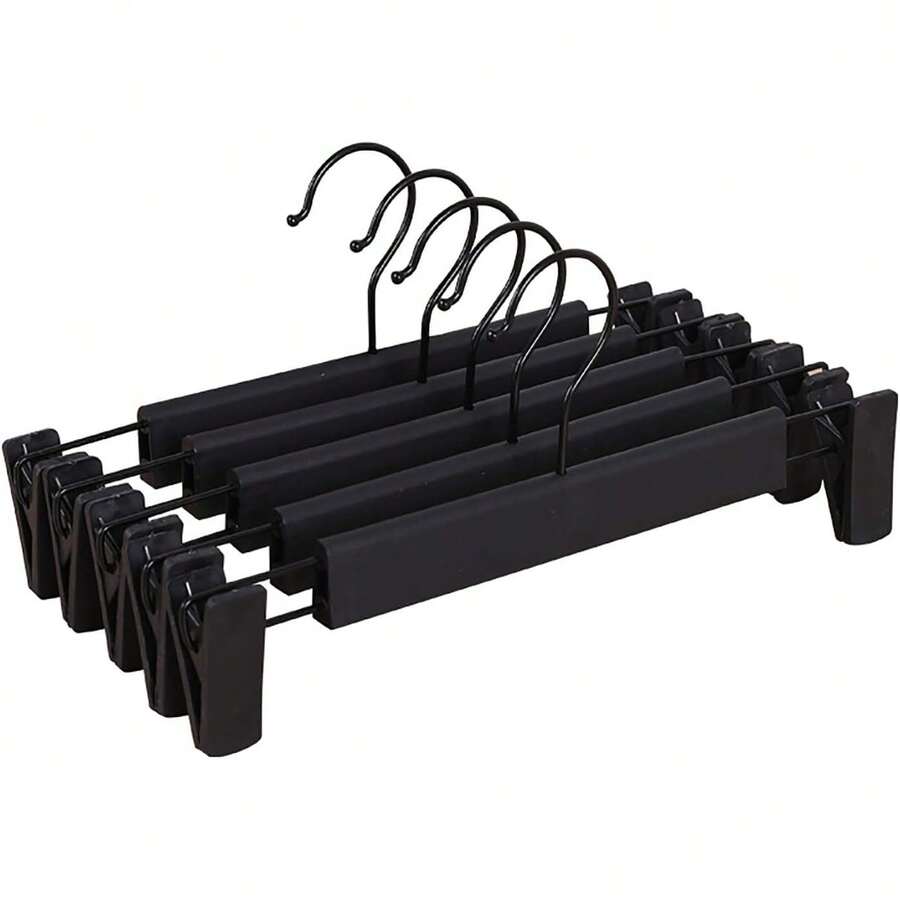 Cicilin - Ganchos para pantalones con clips de plástico para pantalones de mezclilla y falda, gancho giratorio de 360°, gancho de clip para pantalones, faldas, pantalones (paquete de 10, negro) - Blanco con clips, paquete de 10 - Ver 1