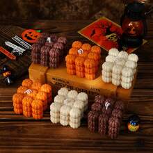 Bougie d'aromathérapie en forme de cube de citrouille crâne d'Halloween, bougie crâne faite à la main, décoration d'Halloween