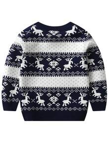 Young Boy Christmas Pattern Sweater - Royal Blue - View 2