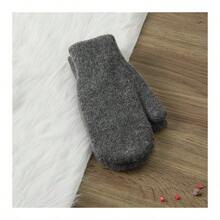 Winter Warm Mittens For Women Men - Soft Faux Rabbit Fur Mittens Elastic Cuff Fashionable Stretchy Knit Gloves Cold Weather - 深灰色 - 查看 7