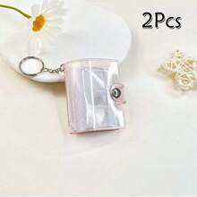 16 件 1 英寸闪光白色迷你相册钥匙扣，简约优雅学生证/卡夹相册 - 無色 - 查看 27