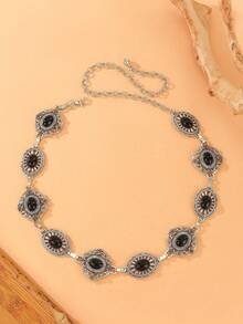 سلسلة خصر بوهيمية عتيقة مزخرفة بالزهور، موضة وشاملة للخريف والهالوين - فضي - مشاهدة 10