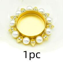 Juego de 6 piezas/paquete 4 piezas/paquete 1 pieza Candelabro decorativo delicado para el hogar, soporte de vela con flor de perla de aleación, para boda