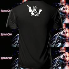 Playera Unisex con Estampado de Serie y Pelicula Robocopp el policia del futuro | Diseño Urbano y Comodo | Streetwear, Festivales y Uso Diario | Algodón Peinado y Corte Holgado  | Ideal para Outfits Casuales, Fiestas o Regalos | Hombre y mujer - Negro - Ver 3