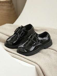 1 Pair Toddler Boys/Girls Hook And Loop Fastening Solid Color Fashion Loafers, Suitable For Spring & Autumn - Black - View 18