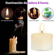 50 piezas de velas de té de 8 horas sin fragancia natural, velas de té sin aroma.Sin humo y sin olor, perfecto para aniversarios, Navidad y Halloween (50 piezas, blancas, 8 horas). - blanco - Ver 3