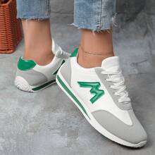 New Style Of Small White Shoes, Fashionable And Versatile For Female Students, Thick-Soled Height-Increasing Sports Shoes, Casual Shoes, Large Size - màu xanh lá - Xem 4