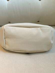 1pc Girls' Solid Color Nylon Zipper Closure Casual Crossbody Bag, Suitable For All Seasons Daily Use