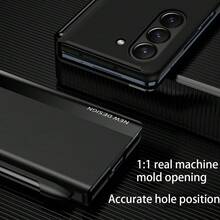 حافظة هاتف واقية مع حامل قابل للطي وقلم رصاص مناسبة لهواتف سامسونج Z Fold 7/6/5/4/3/2، مع فتحة مدمجة للقلم، بتصميم غطاء قابل للطي مع حامل قوي، حماية كاملة للهاتف، بطراز أعمال