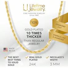 JEWELRY 24k Gold Plated 3mm Gold Rope Chain Men & Women Cut Gold Chain Necklace Women & Necklace Men 14 To 36 Inch - 金子 - 查看 8