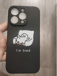 1个黑色TPU卡通鸭子图案防震手机壳和1条黑色硅胶腕带，适用于苹果手机/配套手机壳/带挂绳手机壳/趣味手机壳/Galaxy S23 Ultra/14 Pro Max/Galaxy S24 Ultra