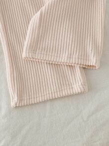 3pcs Girls Casual Fluffy Hooded Long Sleeve Jacket, Solid Color Long Sleeve Top And Pants Set, Autumn/Winter - Coffee Brown - View 11