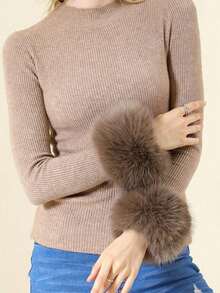 1 para nowych, dekoracyjnych rękawów z futra na jesień i zimę dla kobiet, wiatroszczelne mankiety imitujące futro lisa, ochrona nadgarstków zapewniająca ciepło zimą, akcesorium do codziennego użytku - A - Zobacz 8