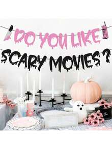 1 Set Do You Like Horror Movies? Halloween Decoration Banner, Horror Movie Themed Scream Party Decor, Scary Night Birthday Party Supplies