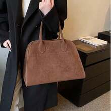 女士高端小众设计大容量复古通勤手提包 - 时尚百搭，四季皆宜，多功能单肩托特包，提供充足的空间容纳健身包、手提包，满足日常通勤需求，复古风格 - 棕色 - 查看 10