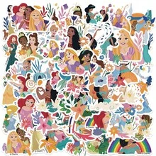 50 piezas Pegatinas de la película de la Princesa Disney, calcomanías de anime para patineta, portátil, motocicleta, guitarra, teléfono, lindas y kawaii, paquete de pegatinas de dibujos animados