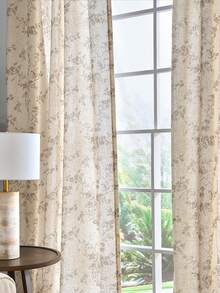 2 Pcs Beautiful Floral Design Sheer Curtains, Softness Cozy Privacy Curtains, Great Quality Elegant Vintage Gorgeous Curtains, Pretty Colors And Well Made Lightweight Curtains - 茶色 - 查看 2