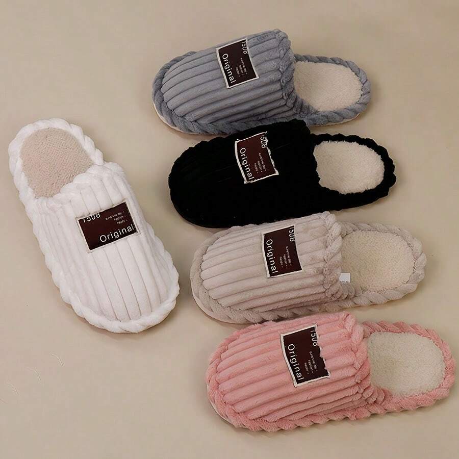 1 Pair Men's Thermal Slippers, Indoor Home Warm Non-Slip Plush Slippers For Men & Women, Winter - Multicolor - View 1