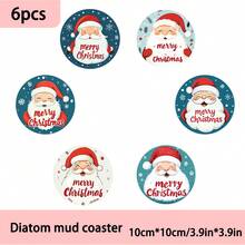 4 buc/6 buc/300 buc Crăciun Fericit Moș Crăciun cu fulgi de zăpadă cu model de noroi cu diatomee, suporturi pentru cafea, decorațiuni multi-ocazie pentru casă și restaurant, cadouri zilnice, decorațiuni de masă, decorațiuni zilnice, decorațiuni pentru petreceri tematice - Multicolor - Vizualizare 10