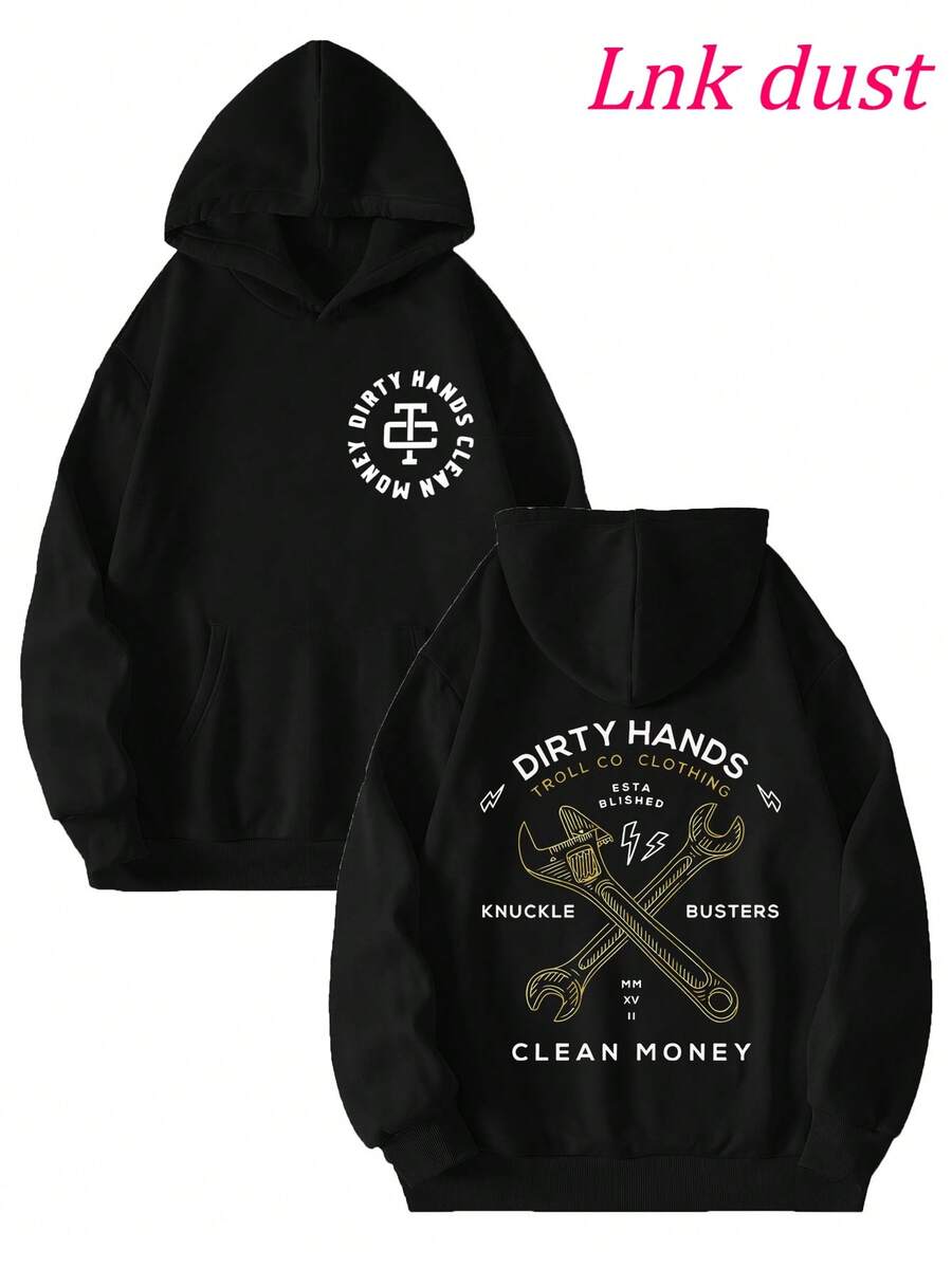 Troll CoWork Hard Hoodie Print,250g Polyester Men's And Women's Clothing Casual And Cozy Hoodies Leyo,  Long Sleeve Hooded Sweatshirt, Casual Versatile Top For Autumn Winter - 黑色 - 查看 1