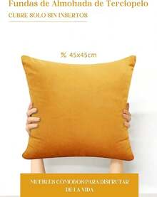 2 PCS Fundas De Almohada Cuadradas De Terciopelo Suave, 45 x45 cm Fundas De Cojines Decorativos De Otoño, para Decoración del Hogar Sofá, Sillón, Navidad,ogar de Campo - Amarillo - Ver 7