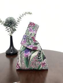 lulu kewen 女士迷你手提包结袋 1 件花朵图案女士手提包涤纶材质，金色钱包非常适合青少年、女士、女孩、学生、白领，适合购物、度假、旅行、购物、部分、工作、户外，可存放手机、钥匙、口红、化妆品、硬币、小物品、护肤品等个人物品