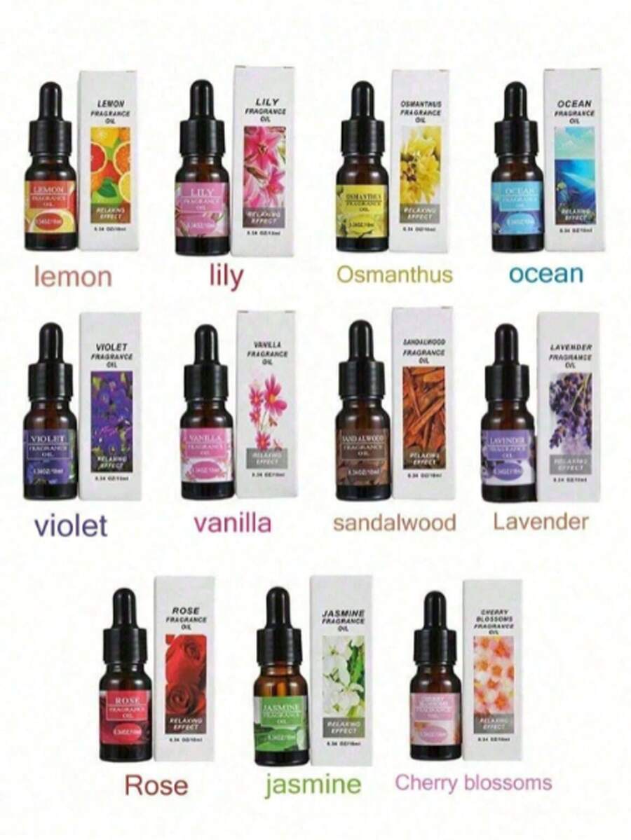 6pcs/4pcs/1pc Water-Soluble Essential Oils, 10ml Fragrance Oils, Vanilla, Lavender, Rose, Air Freshener, Suitable For Aroma Diffuser, Humidifier, Car Fragrance, Aroma Pad, Aroma Stone, Christmas Gift - Multicolor - View 1