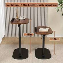 1pc Portable Adjustable Side Table/Laptop Table, 360° Rotation, Suitable For Home Office, Study, Sofa And Bedside Use, Stylish Design Workstation, Remote Worker, Mother'S Day, Christmas Gift - Màu nâu tối - Xem 2